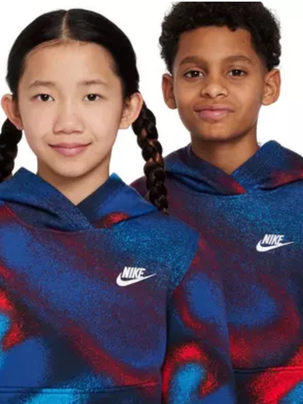Nike Big Kids' Sportswear Club Fleece Hoodie Blue & Red Gradient SMALL NWT 75 - Picture 3 of 8